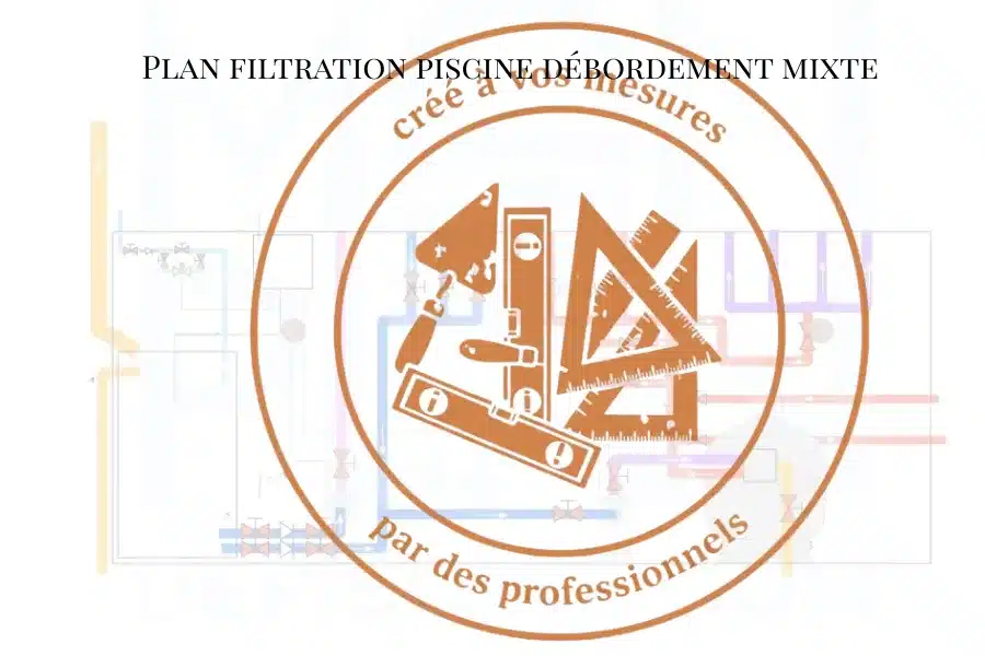 Plan d'installation de la filtration piscine à débordement mixte - dimensionné aux mesures exactes du local technique, en PDF réalisé à échelle 1:20