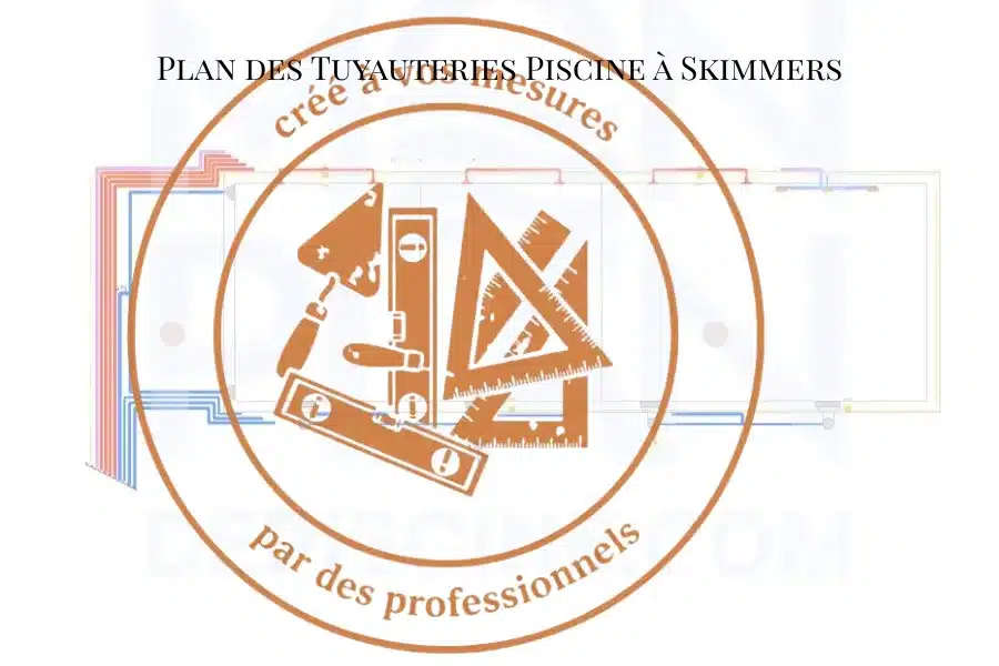 Voici les alt mis à jour avec les nouveaux éléments (tracé des tuyaux, positionnement des pièces à sceller, échelle 1:50) : Piscine à skimmers alt="Plan des réseaux hydrauliques piscine à skimmers - tracé des tuyaux et positionnement des pièces à sceller, plan PDF échelle 1:50